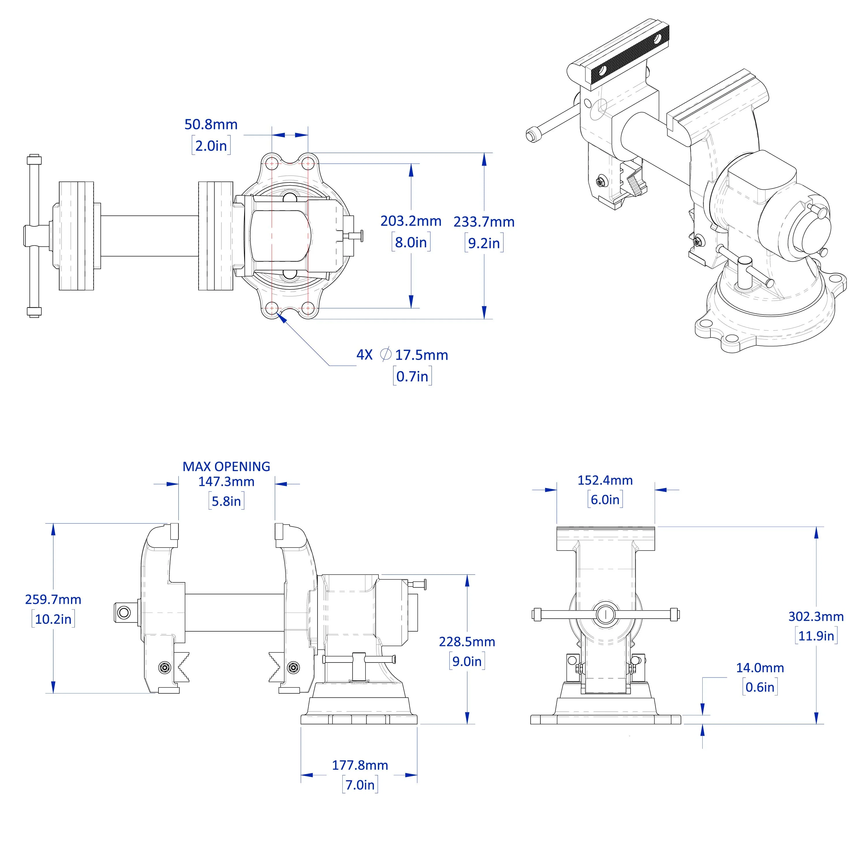 Vise with 360° Rotating Jaw & Base, 5/8" Mounting - Image 5