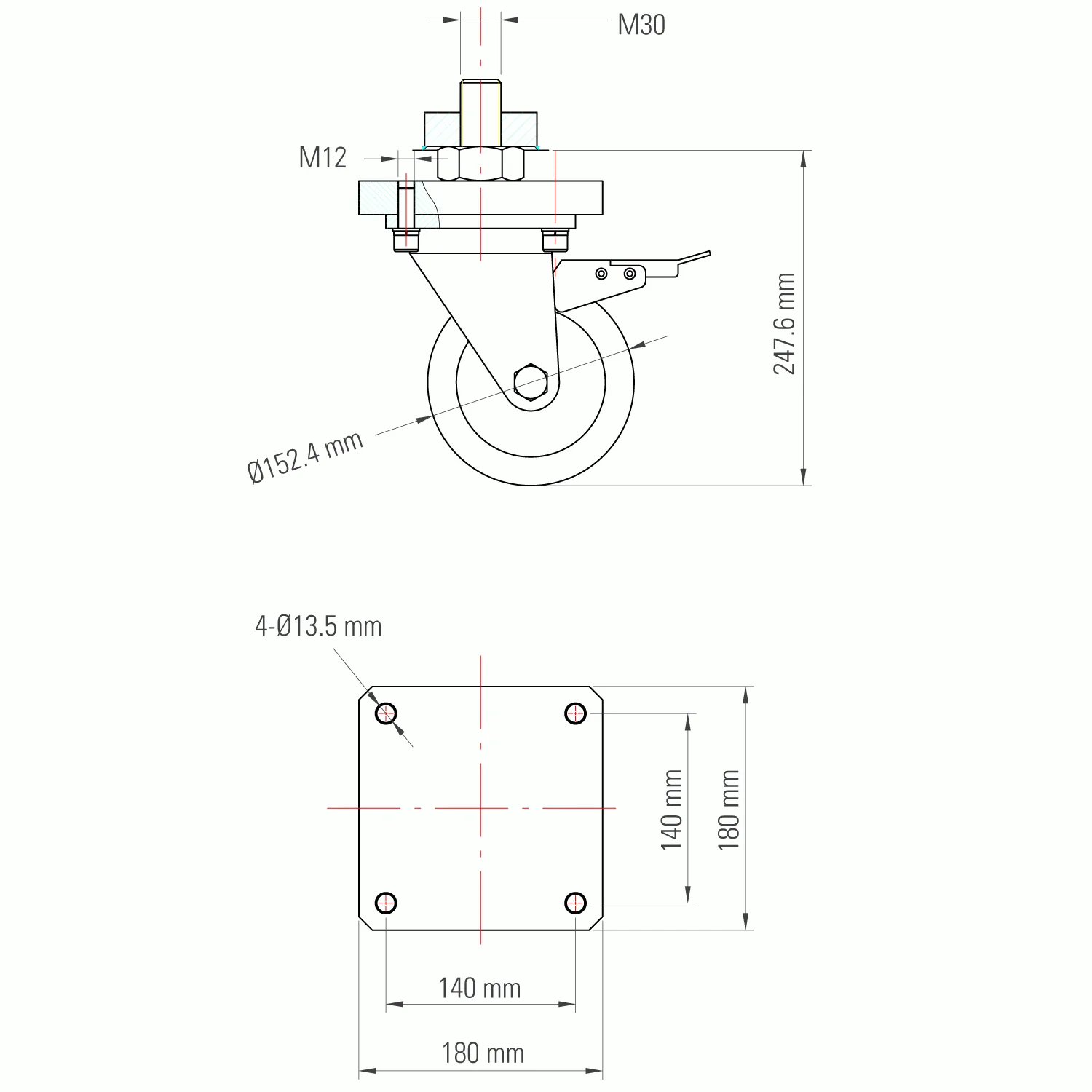 Caster, for Alpha 28 tables - Image 5